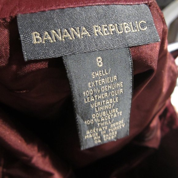 Banana Republic Red Wine Leather Skirt, US 8 - Picture 2 of 7